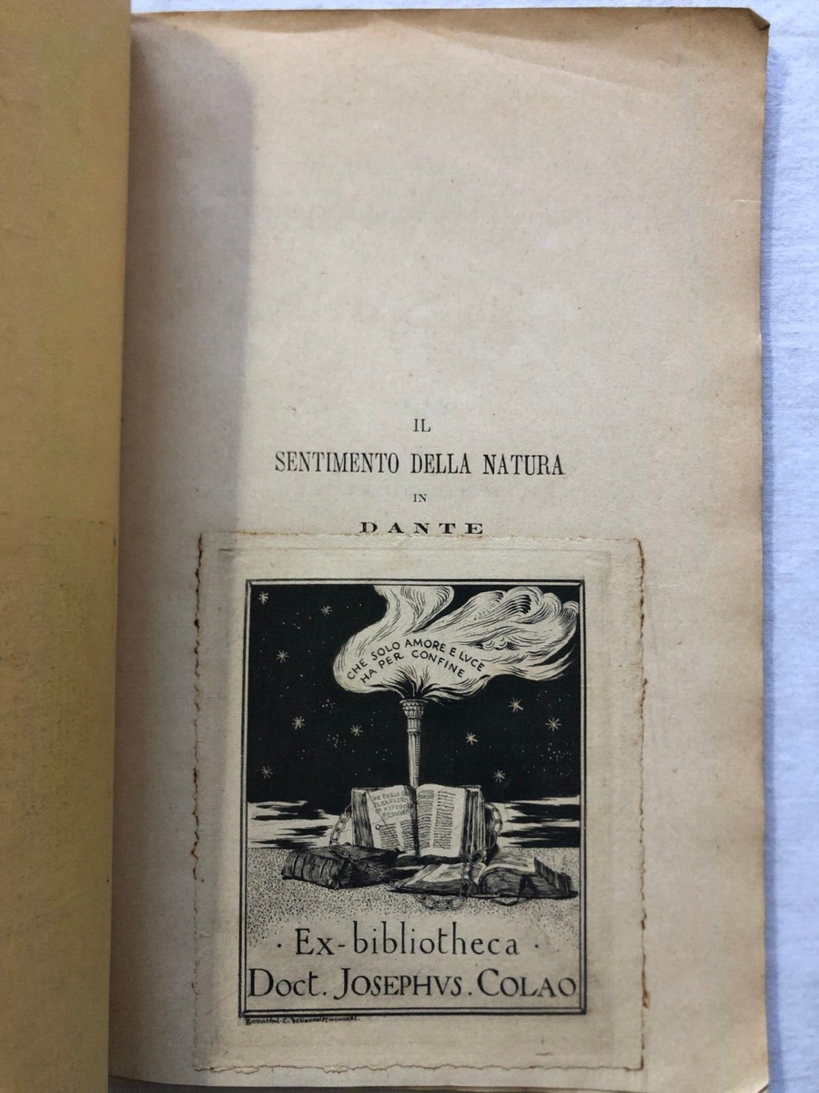 Raro antico Libro Il sentimento della natura in Dante Apollo