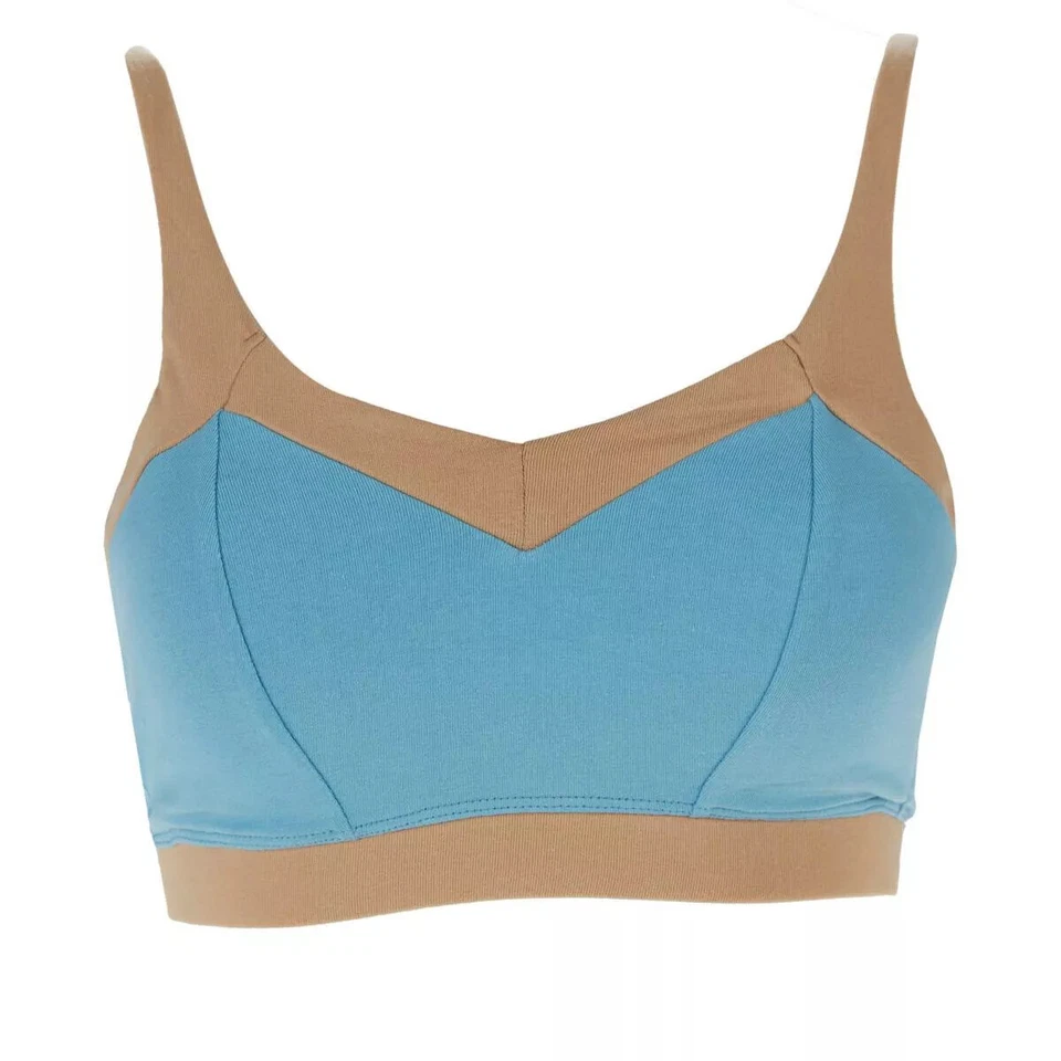 Rhonda Shear 2-pack Cotton-Blend Bra with Back Closure, Aqua Blue/Beige, M - Image 3 of 4