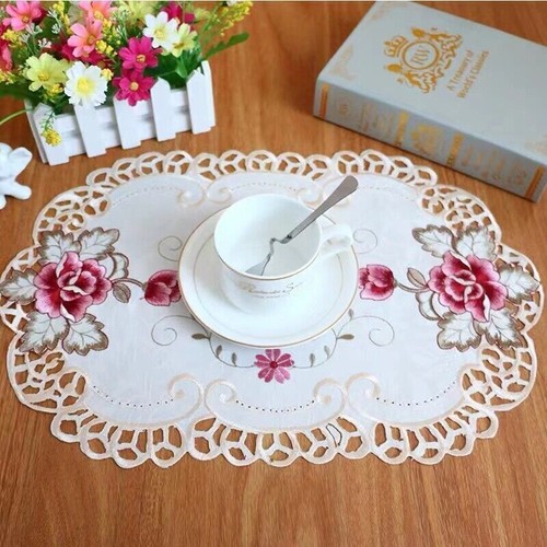 Set of 4 Vintage Embroidery Cutwork Lace Flower Placemat Dining Table Mats Doily - Picture 20 of 89
