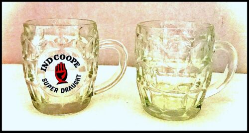 Glass Mugs with Handles 8 oz  One says Ind Coope Super Draught - Afbeelding 1 van 6