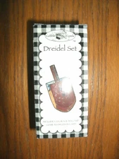 NEW Cobble Creek Cherrydale Farms Dreidel Set w/ blue storage bag 3.5 in. brown