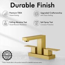 KES Brushed Gold Bathroom Faucet 4  Centerset W/Supply Lines L4150LF-BZ No Drain