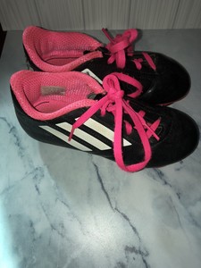 Adidas Pink Black Soccer Cleats Shoes Kids Size 12K Youth Girls Athletic | eBay