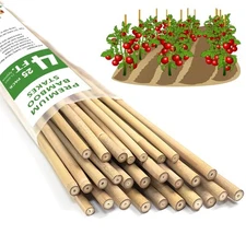Plant Stakes,25Pcs Bamboo Stakes,4 FT Natural Bamboo Plant Support Stakes-SALE..