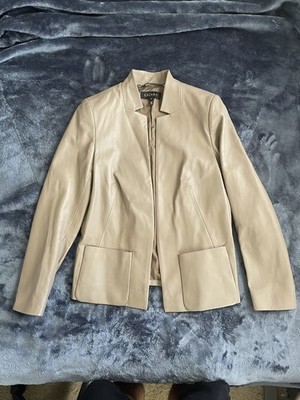Escada Taupe Beige Lambskin Leather Jacket Sz 38 msrp $2250 Excellent Condition