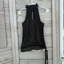 White House Black Market Silk Black Nude Halter Top Ties Halter top XS