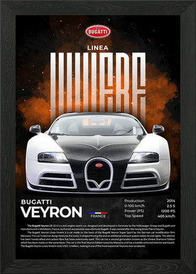 Bugatti Veyron Linea Viviere gerahmtes Wandbild Poster Leinwanddruck Bild