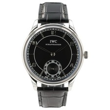 IWC Portuguese Black Dial Stainless Steel 44mm Manual Wind Mens Watch IW544501