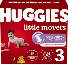 Size 3 Diapers, Little Movers Baby Diapers, Size 3 (16-28 Lbs), 68 Count