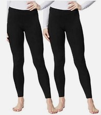32 Degrees Heat Women's 2-Pack Base Layer Pants, Black, Size M