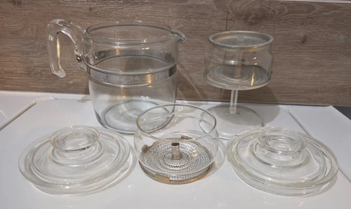 Vintage 6 Cup Pyrex Flameware Glass Percolator Coffee Pot W/Extra's 7756