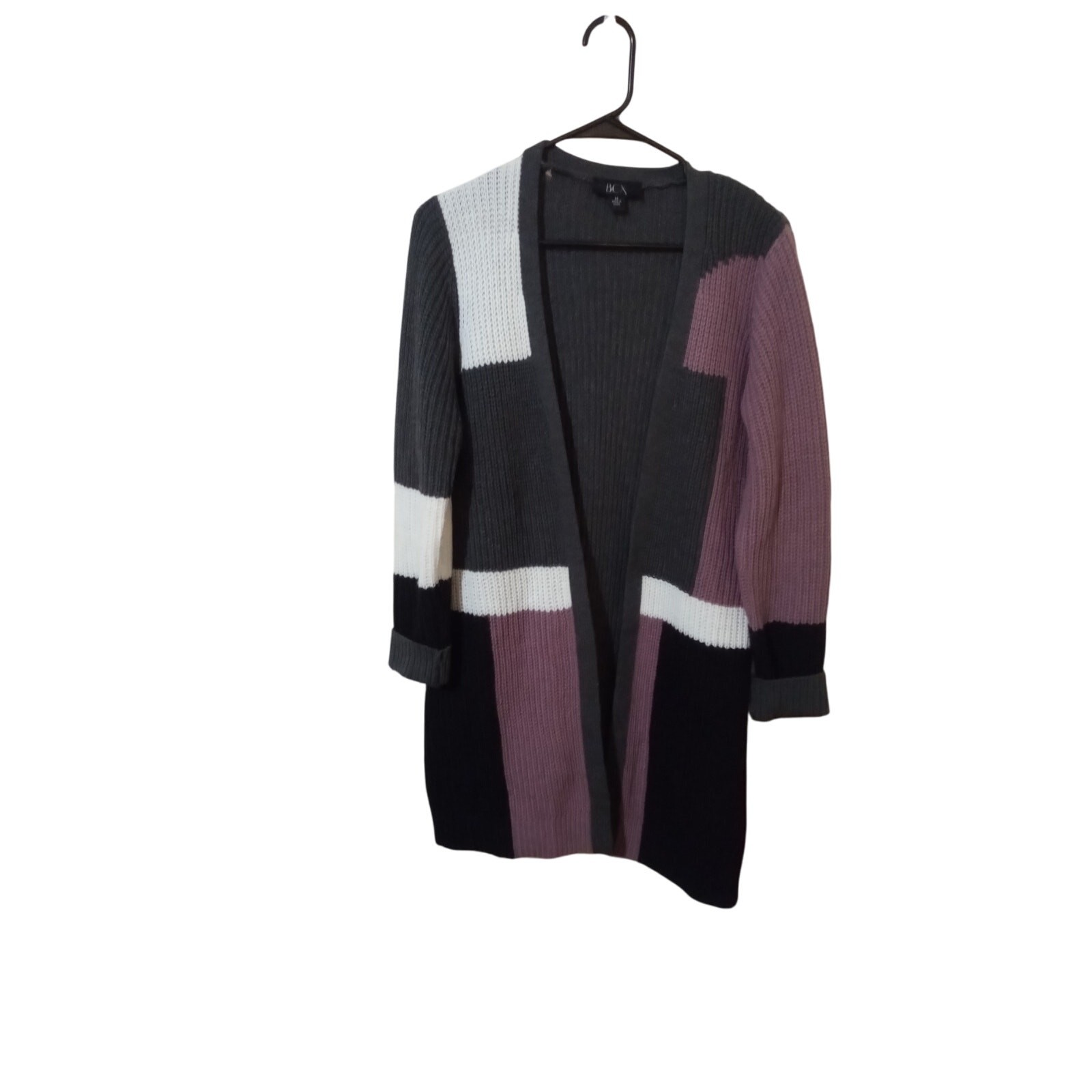 BCX Ribbed Knit Color Block Over Sized Open Front… - image 1