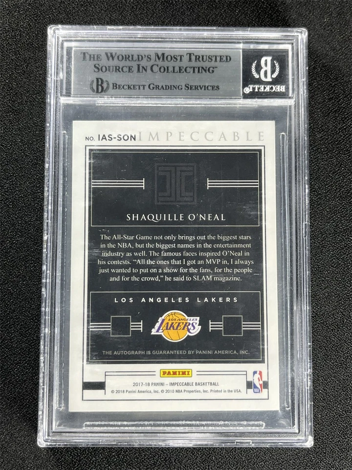 2017-18 Panini Impeccable Shaquille O'Neal #IAS-SON All Stars Auto /15 BGS 9 - Image 2 of 2