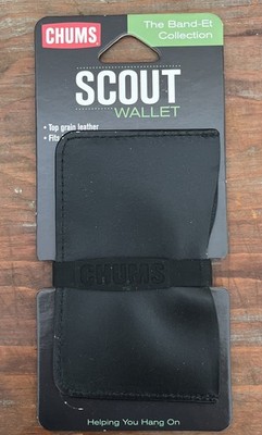 Chums Band-et Scout Wallet Collection Slim Black Leather Silicone Strp 18590 NIP