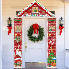 3 Pcs Merry Christmas Door Banners House Door Cover Party Decoration Candy Santa