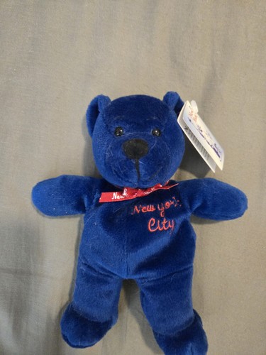 New York City "The Big Apple" Blue Plush Teddy Bear Souvenir Stuffed Animal