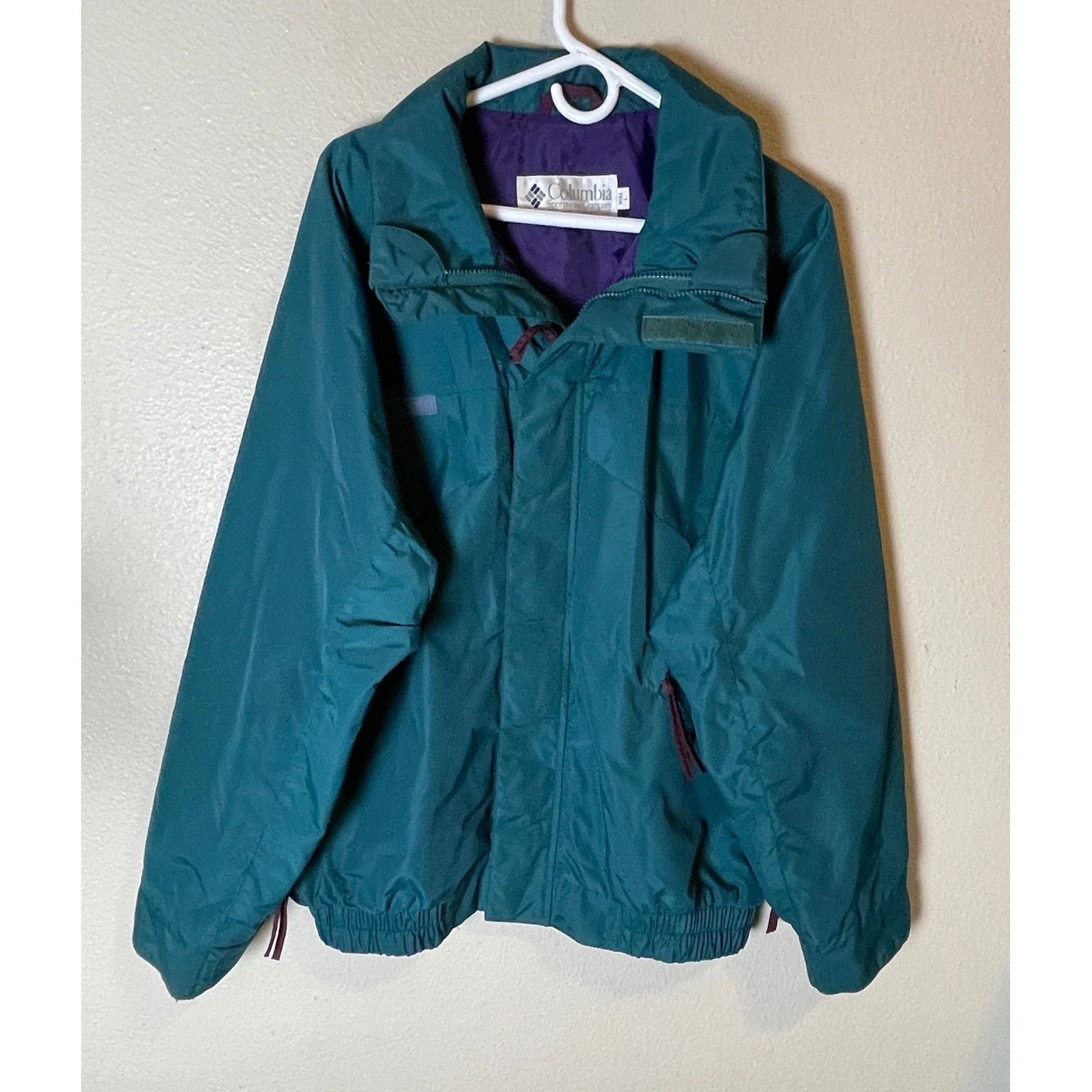 Vtg Columbia Whirlibird Teal Green Jacket Windbreaker Mens Radial Sleeve Coat