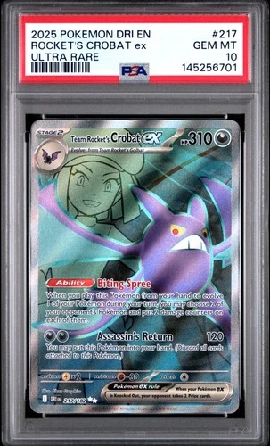 PSA 10 Rocket'S Crobat Ex 2025 DRI En-Destined Rivals #217 Ultra Rare