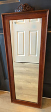 Vintage Wooden Wall Mirror Carved Floral Crest Tall Narrow 96cm x 34cm