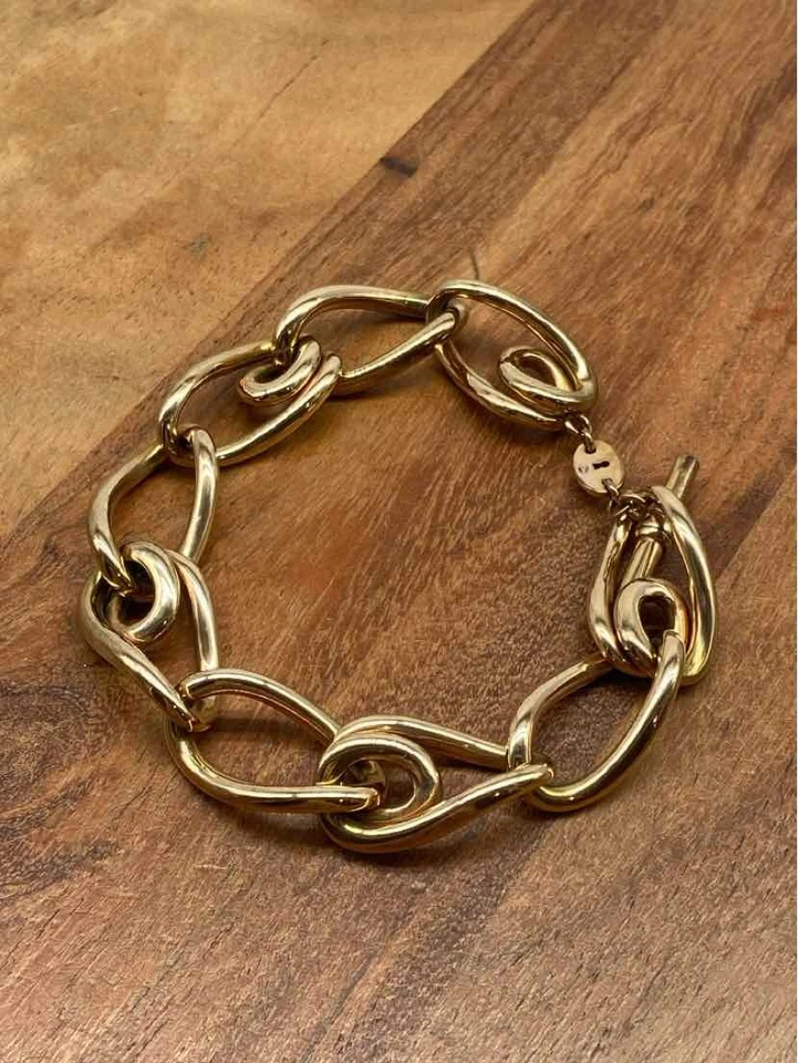 Brazalete de eslabones de cadena de palanca de oro rosa fósil de segunda mano Foto 3 de 4