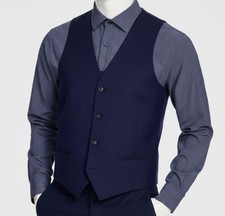 Alfani Men's Blue Solid Slim-Fit Stretch Four-Button Suit Vest Size L