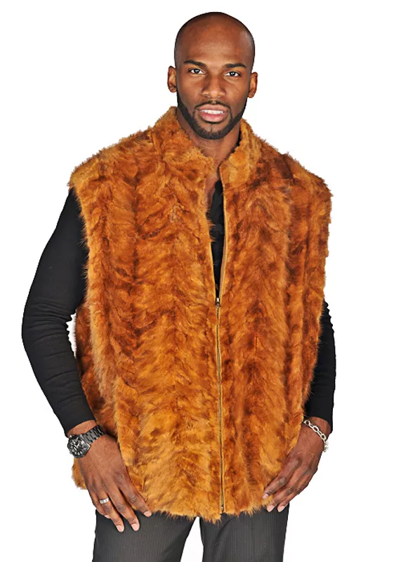 Real Mink Fur Vest for Men Golden Mink Reversible Zippered size 40