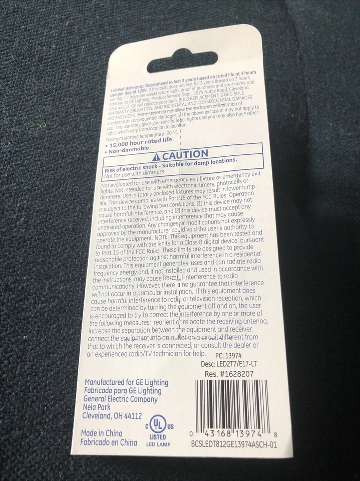 GE T7 Appliance LED Bulb 170 Lumens 2w 15w Replacement Warm White Part 13974 - Image 3 of 3