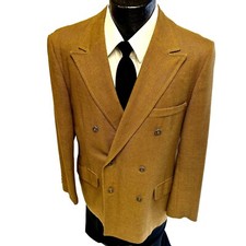 Vtg 40 50's Campus Gold ROCKABILLY Sport Coat DB Jacket PEAK LAPEL Wool Blazer