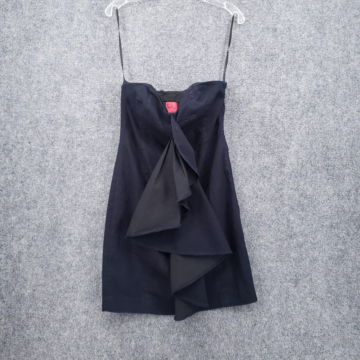 Paul Smith Dress Women 42 US 4 Blue Mini Denim Drape Ruffle Sleeveless Cocktail