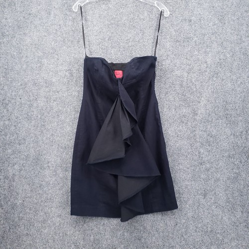Paul Smith Dress Women 42 US 4 Blue Mini Denim Drape Ruffle Sleeveless Cocktail