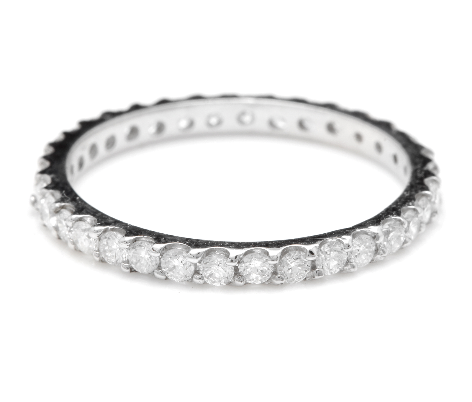0.80 Carats Splendid Natural Diamond 14K Solid White Gold Eternity Ring