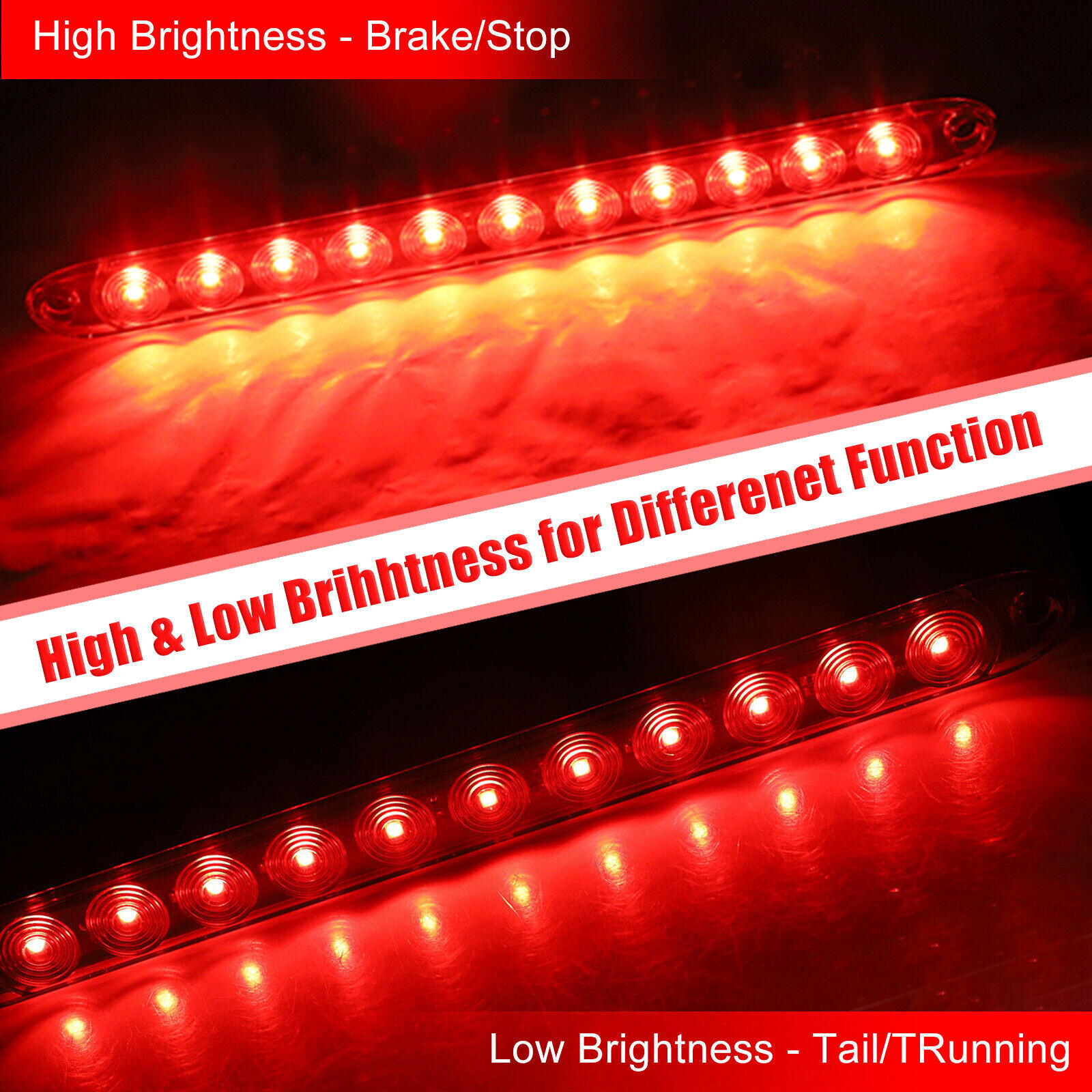 2PC 15" 11 LED Red Sealed Trailer Truck&RV Stop Tail Rear Brake Turn Light Bar eBay
