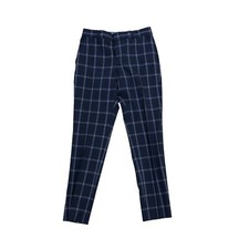 BANANA REPUBLIC Plaid Pants Women's 6 Petite Blue Polyester Office Pleated