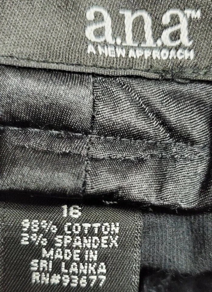 ANA A New Approach Womens Capri Pants Size 16 Black Velor FEEL - Image 2 of 4