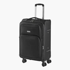 24-Inch Softside Expandable Luggage with Spinner Wheels Checked Suitcase Black