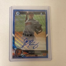 2018 Bowman Chrome 1st Grayson Rodriguez RC AUTO BLUE WAVE Refractor /150
