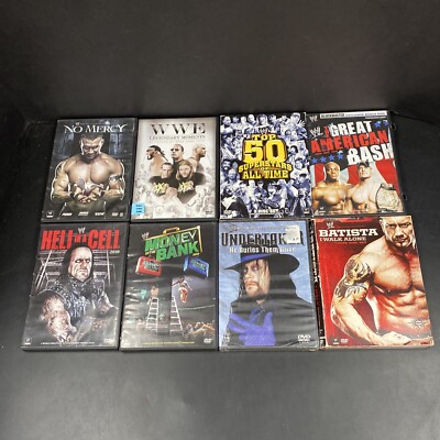 Lot of 8 WWE Wrestling DVD Movies No Mercy Hell In Cell