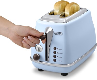 NEW) DeLonghi Pop-up Toaster CTOV 2103 AZ Icona Vintage