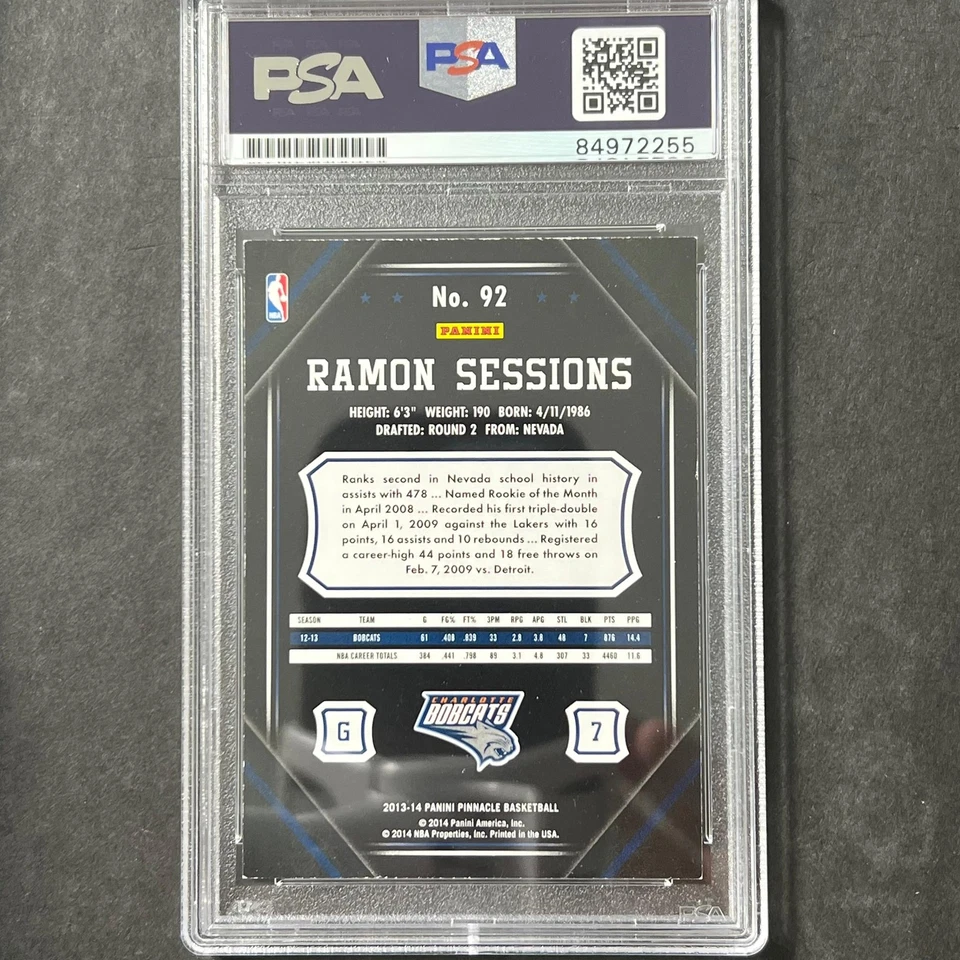 2013-14 Panini Pinnacle #92 Ramon Sessions Firmado AUTO PSA Losa Bobcats Foto 2 de 2