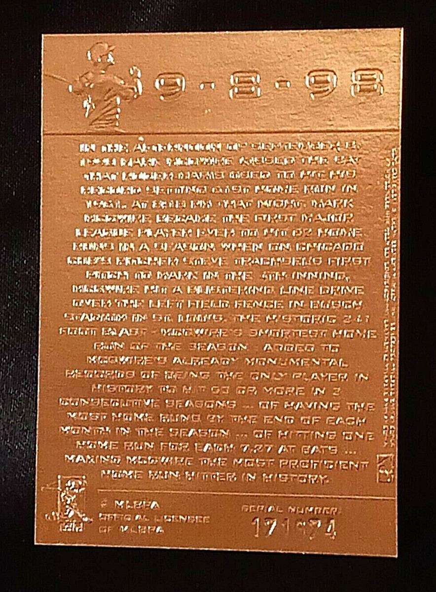 1998 Fleer 23kt Mark McGwire #62 Smashing The Record 9-8-98 M/NM