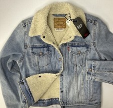 Levis Denim Jacket Sz S Original Sherpa Trucker Coat Light Wash Retro NWT 128