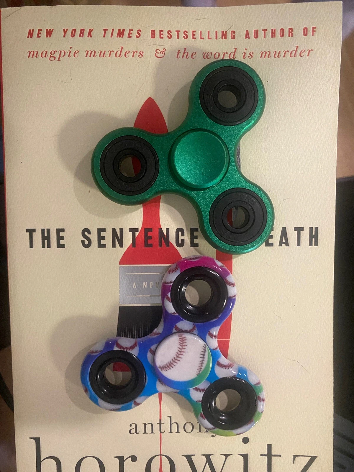 Fidget Spinners Two Pack - Green and Baseball Multicolor