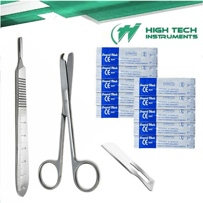 Suture Stitch Scissors 4.5''+Scalpel Handle #3 + 10 Surgical Blades #16