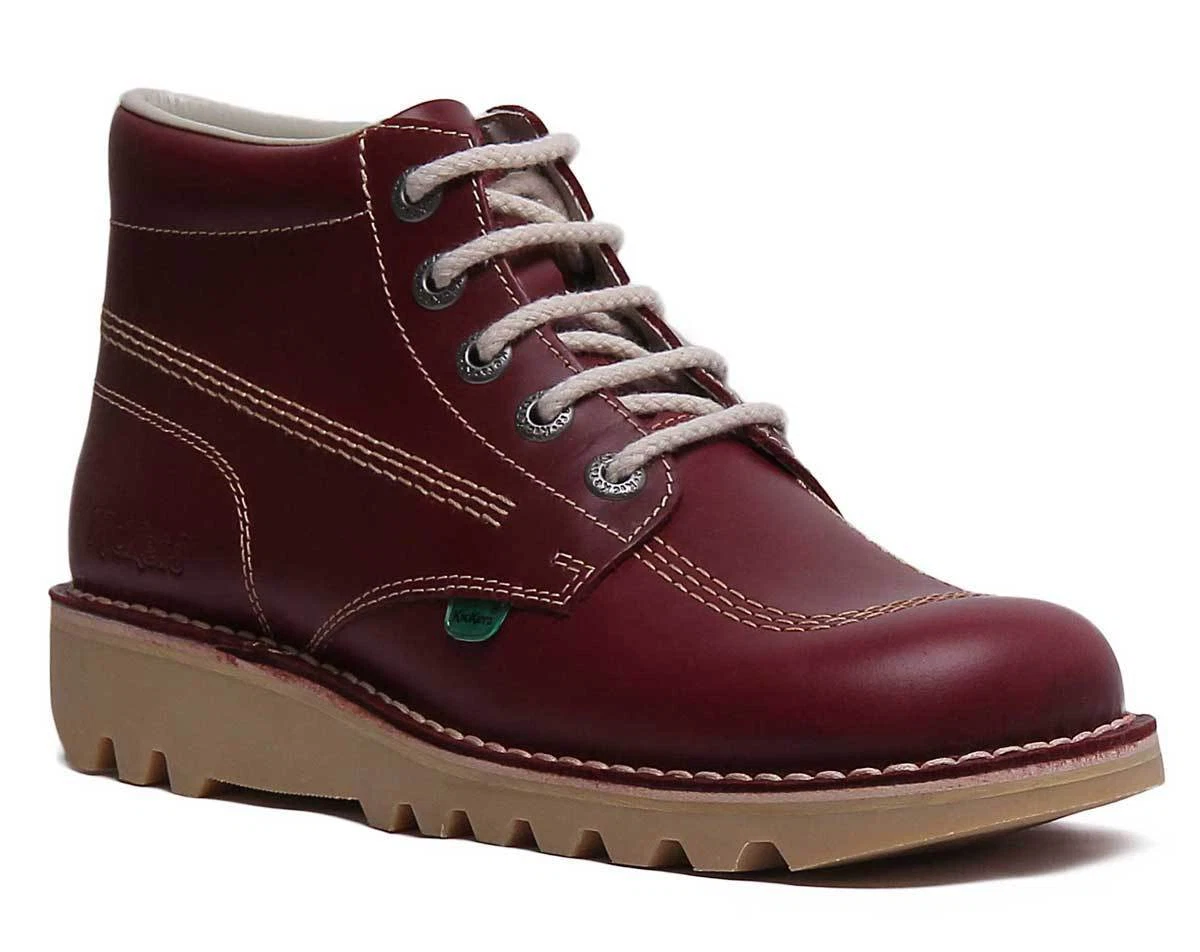 Kickers Kick HI Core Mens Casual Leather Ankle Boots In Dark Red Size UK 6 12