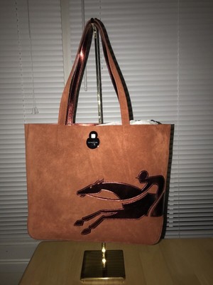 100% AUTHENTIC $485 LONGCHAMP SHOP IT SUEDE TOTE burnt red