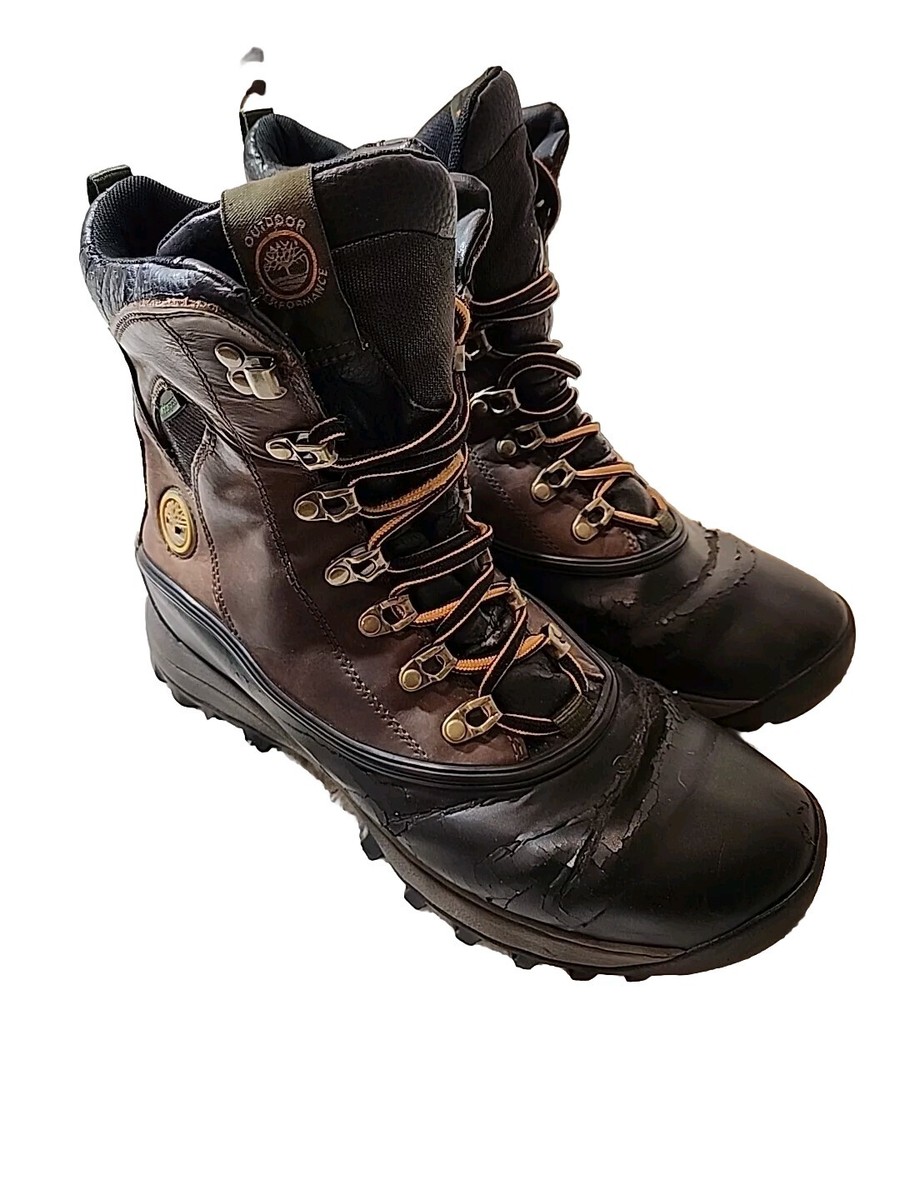 Timberland Mens 10.5 Waterproof Brown Leather Winter Snow 