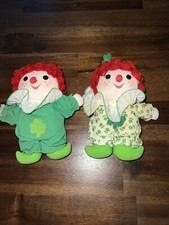 Vintage Enesco Circus Clown Dolls Green, Yarn Hair, Stuffed Toy 5  