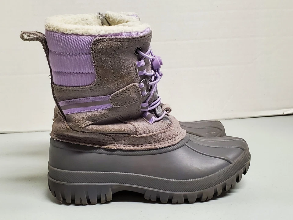 Bota de Nieve Lands End Talla 1 Niña Juvenil Cremallera Lateral Aislada GRIS GRIS PÚRPURA Foto 4 de 4