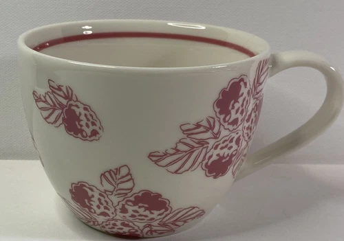 Starbucks 2007 Raspberries Coffee Cup Mug Strawberry Pink+ Ivory 13 oz MINT!