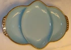 Vintage Delphite Blue Milk Glass Fire King 3 Section Serving Tray 11” MCM EUC